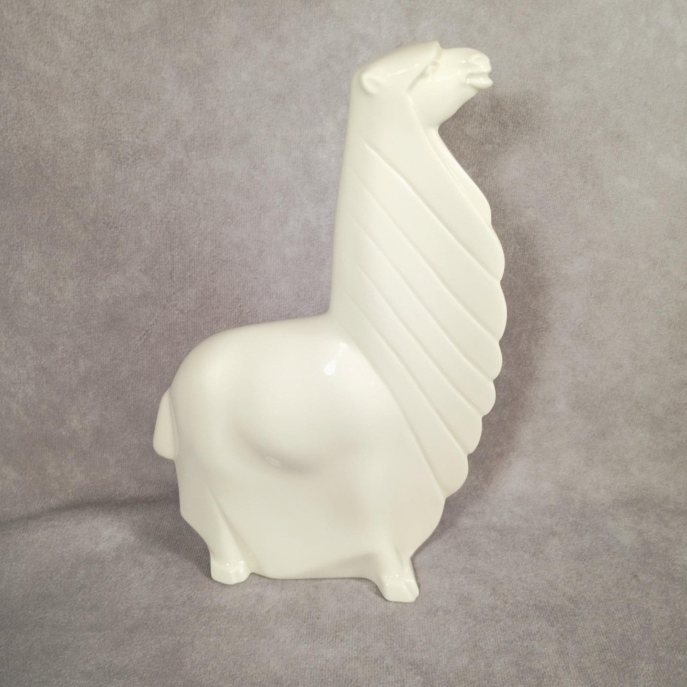 Vintage‎ Lenox Art Deco Ivory Porcelain Llama Figurine Green Wreath Mark